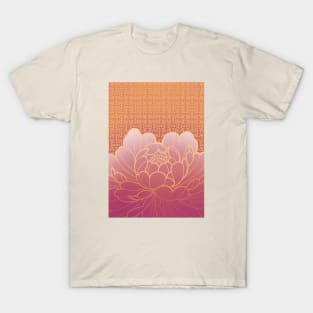 vintage peony flower and sacred geometry pattern T-Shirt